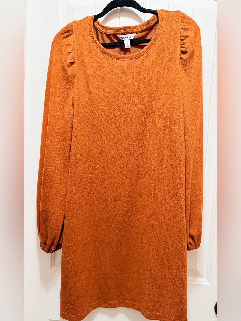 Nine West Rust Orange Long Sleeve Shift Dress
